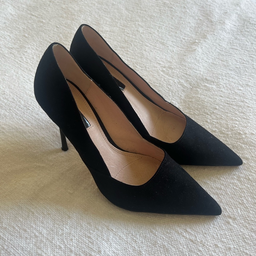 Topshop Black Suede Pointed Toe Heels